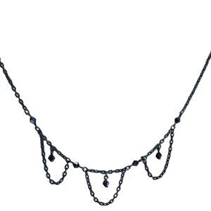 Elegant Black Chain Beaded Swag Bib Statement Necklace Fashion Jewelry Women